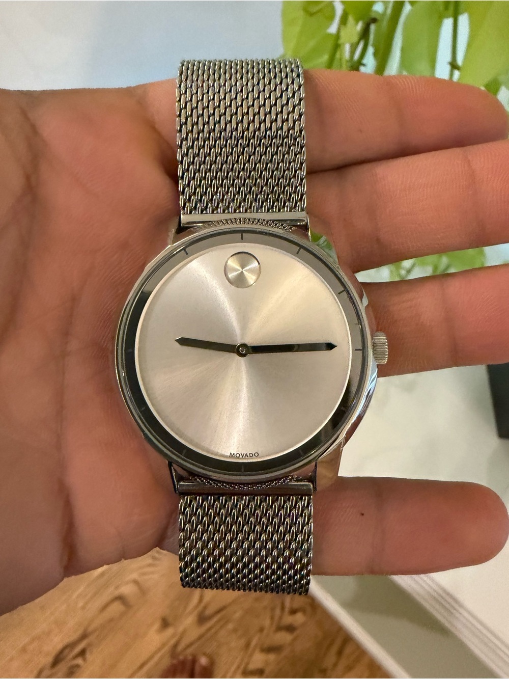 Movado Silver Museum Dial Mesh Strap Watch